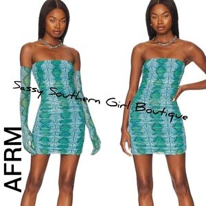 ⭐🆕AFRM teal snake print glove mini dress